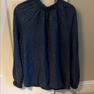 LOFT Navy Leopard Print Blouse